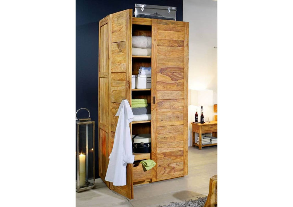 Armoire Sheesham 96x61x200 Nature brune brune brune