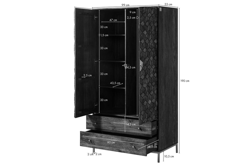 Kleiderschrank Mango 99x55x190 braun geölt DIAMOND