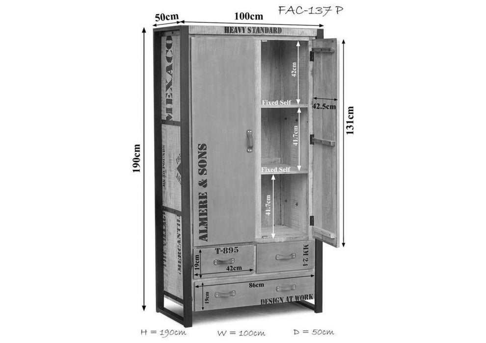 Cabinet Mango 100x50x190 Nature Prints Factory