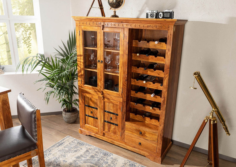 Cabinet à vin Acacia 144x47x180 Oxford