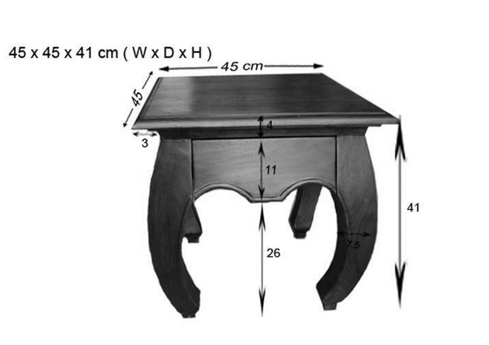 Nachttisch Akazie 45x45x42 nougat lackiert OPIUM