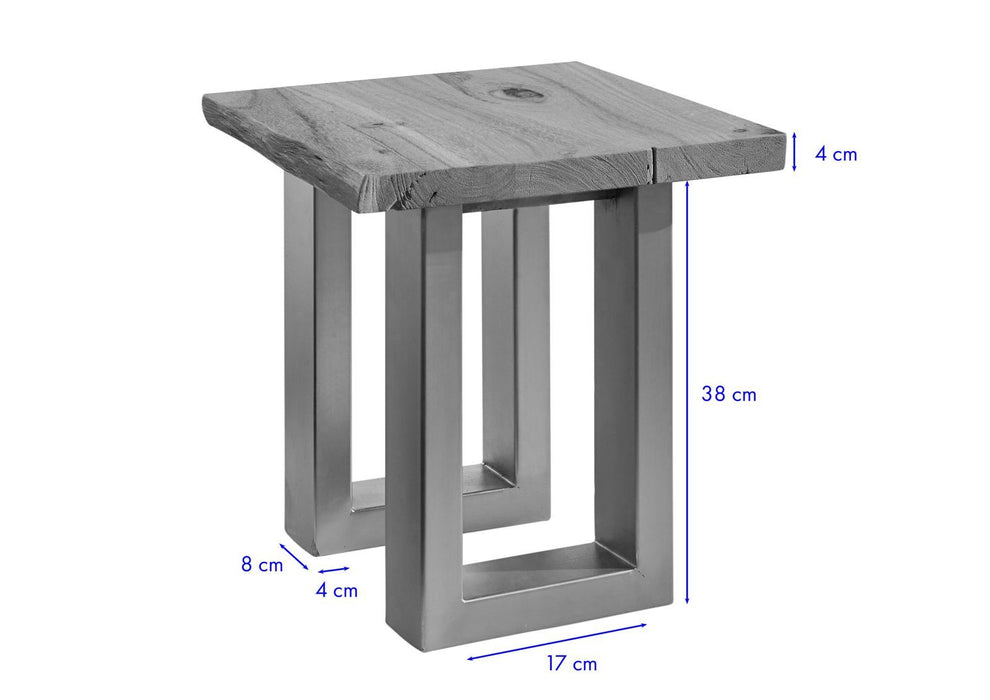 Table de chevet acacia 40x40x42 pierre naturelle peinte en pierre libre