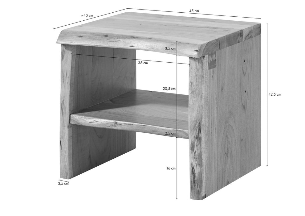 Table de chevet Acacia 45x40x45 Acacia pur