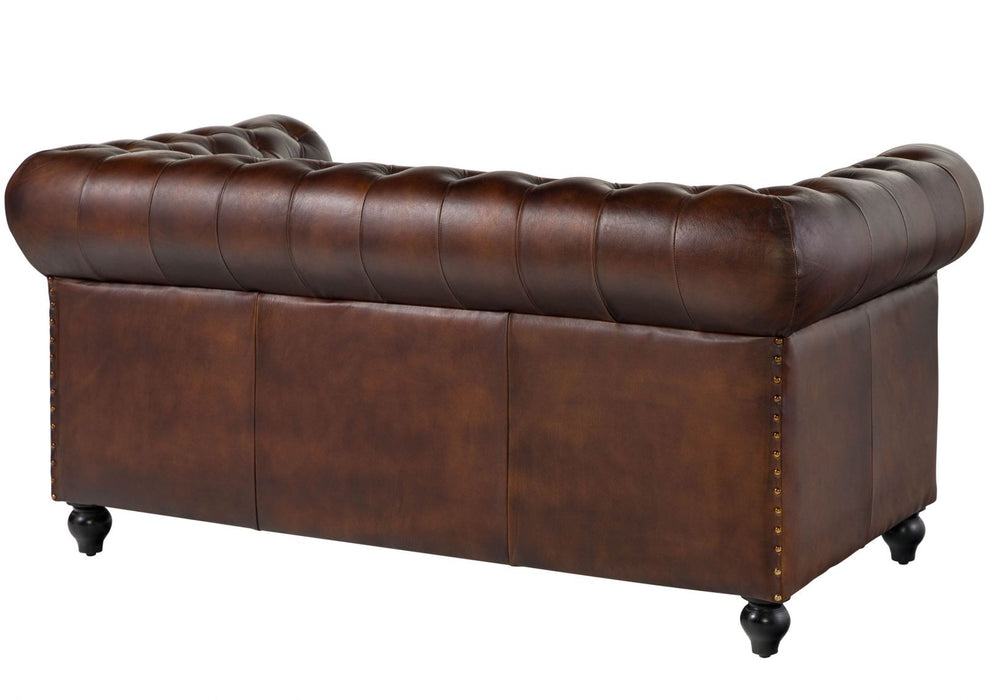 Canapé en cuir réel à 2 places 158x82x75 diverses couleurs chesterfield