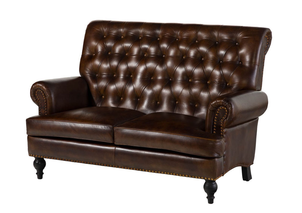 Canapé en cuir réel à 2 places 140x84x94 diverses couleurs chesterfield