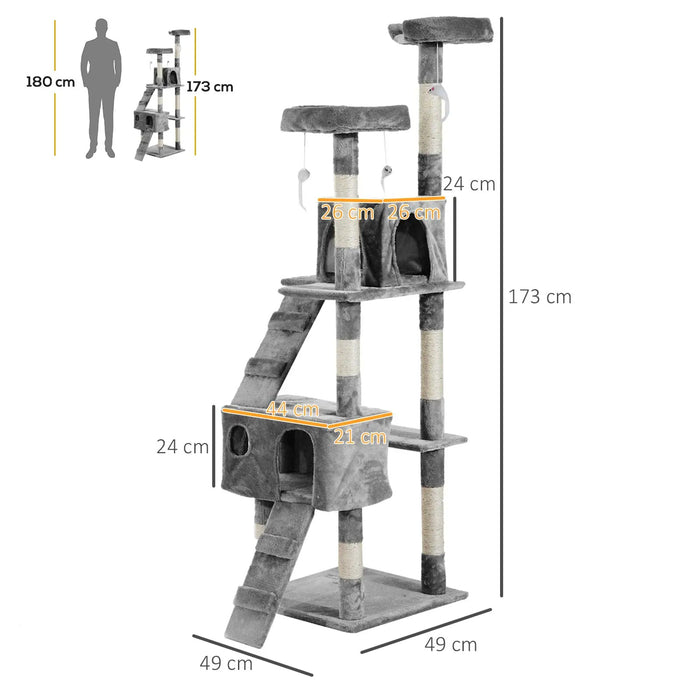 Scratching Post avec cavité de chat, xxl Cat Tree Grey Grey 49x49x173cm