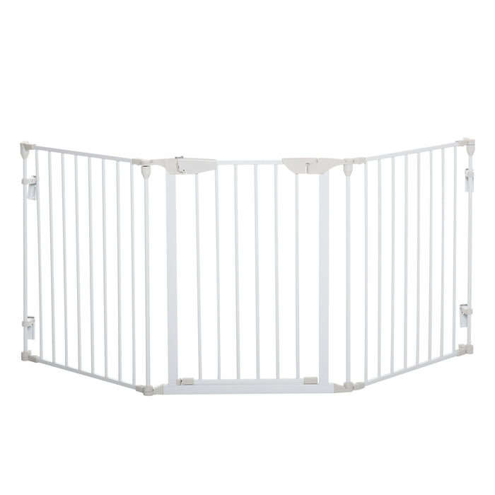 Grilles circulaires pour chiens Protection de porte Grilles Metal blanc, 180x3x74.5 cm