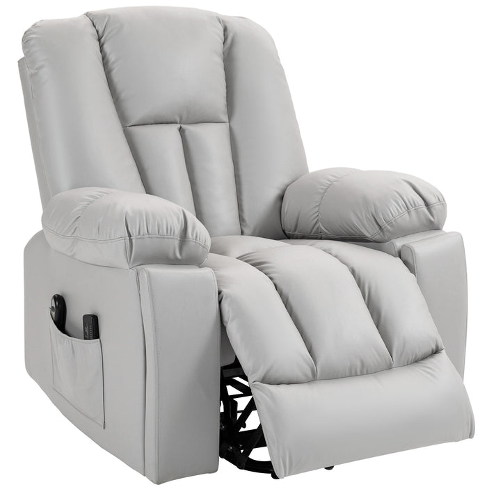 Chaise de massage relaxant fauteuil senior chaise télécommandée des poches côté gris, 94x96x106cm