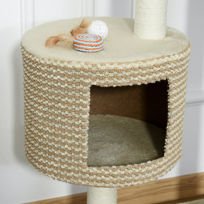 Cat Scratching Post, plates-formes de visualisation confortables, beige et café, 61x41x96cm