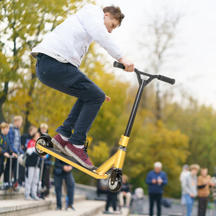 Stunt Scooter für Kinder 360° Lenkung über 14 Jahre alt - Scooter mit Deck Gummigriffe Hinterradbremse 65x48,5x83cm