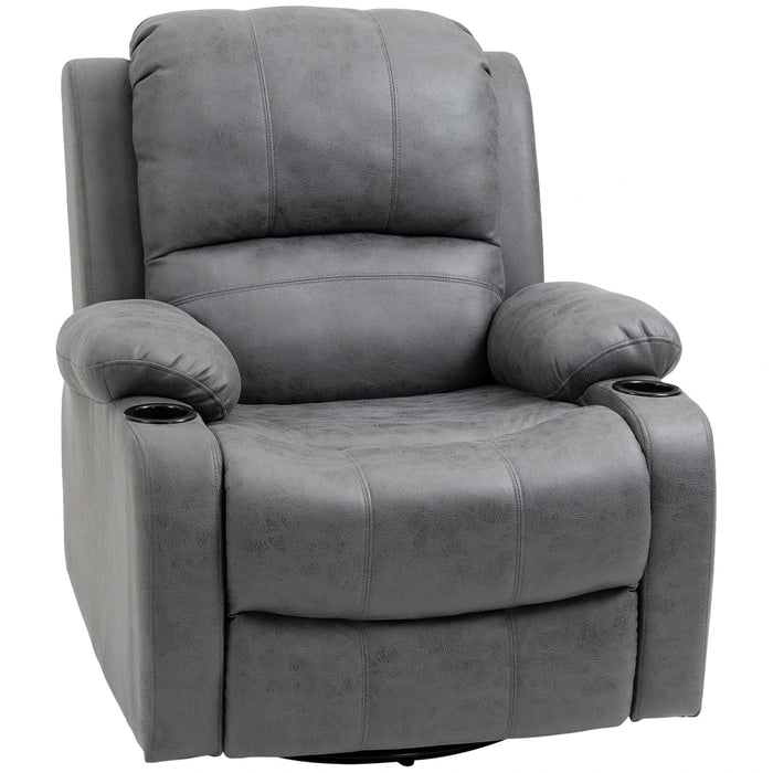 Détendez le fauteuil avec repose-pieds et fonction de mensonge, y compris le support de tasse, gris, 87x95x102cm