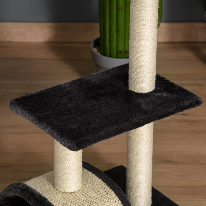 Cat Scratching Post, sisal en peluche gris foncé, 40x35x72cm