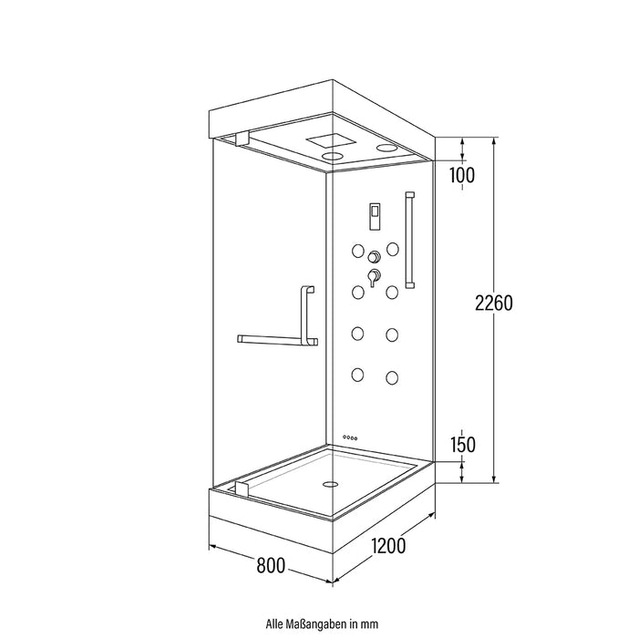 Douche à vapeur avec cascade et éclairage LED cascade M, 80x120x220cm