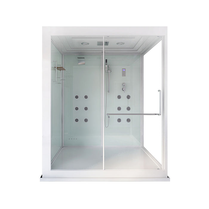 Douche à vapeur avec cascade et éclairage LED cascade XL, 180x130 cm - blanc