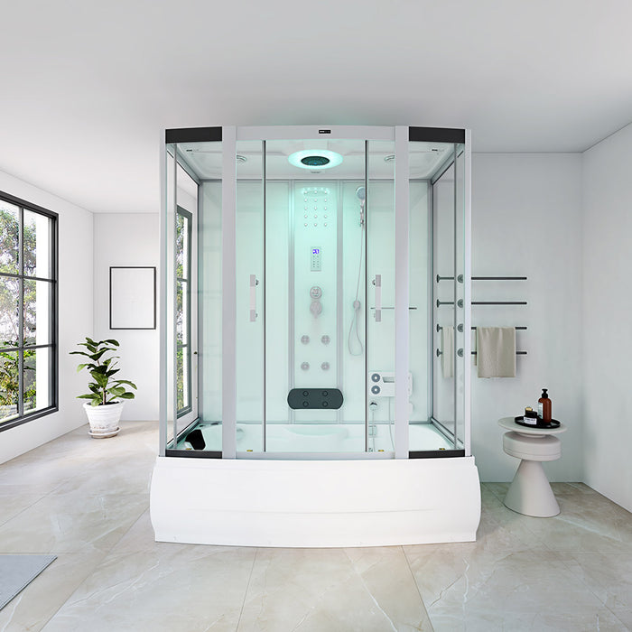 Douche à vapeur avec une fonction Whirlpool et l'éclairage LED Yaru White - 170x90x220 cm