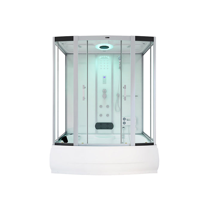 Douche à vapeur avec une fonction Whirlpool et l'éclairage LED Yaru White - 170x90x220 cm