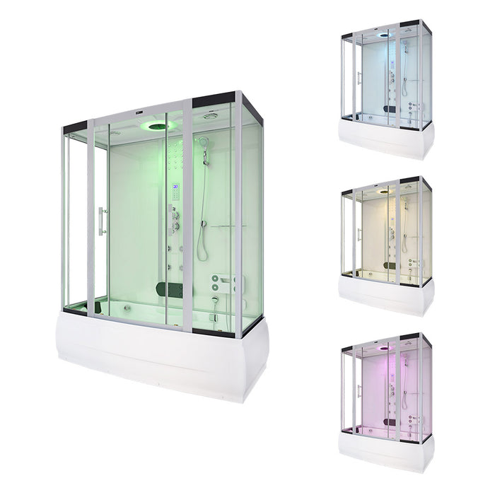 Douche à vapeur avec une fonction Whirlpool et l'éclairage LED Yaru White - 170x90x220 cm