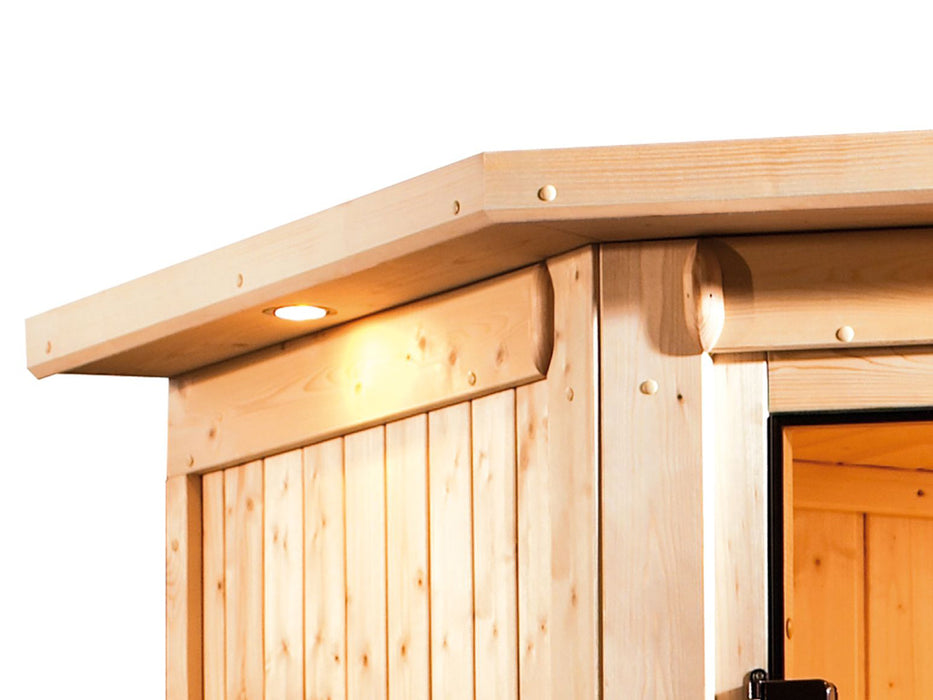 Sauna en bois massif sauna sinai 3 avec couronne de toit - 264x198x212cm, 2-3 personnes - sauna en salle avec four à 9 kW