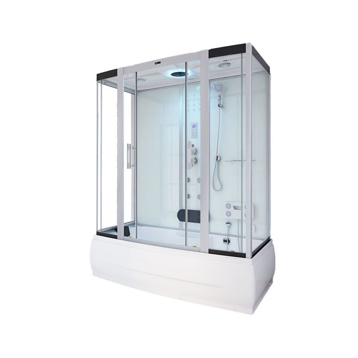 Douche à vapeur avec une fonction Whirlpool et l'éclairage LED Yaru White - 170x90x220 cm