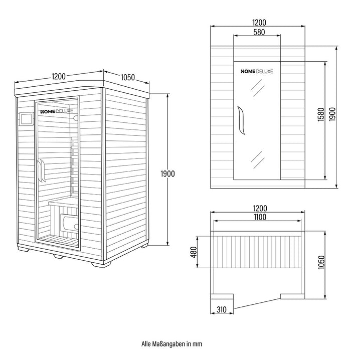 Cabine infrarouge Ikenna M - 120x105cm pour 2 personnes - Cabine Infarot avec 1750 watts