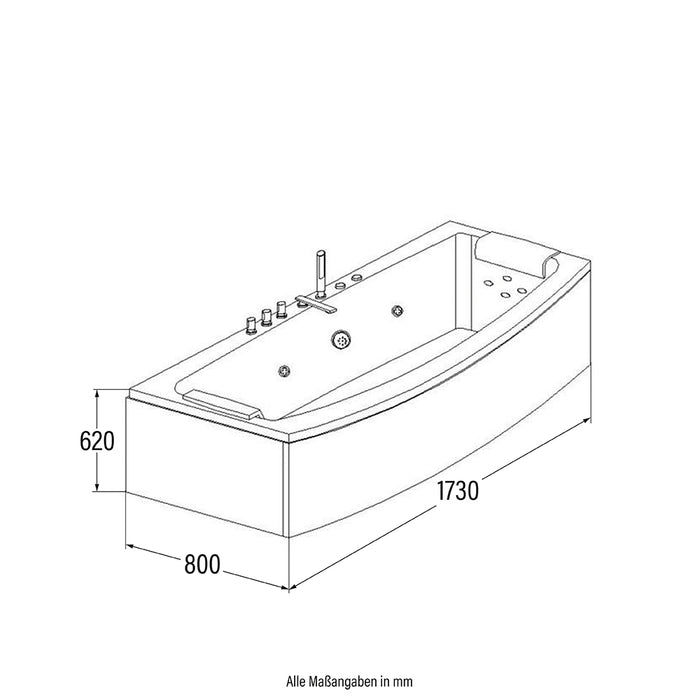 Baignoire tourbillonnante Runa - 173x80cm