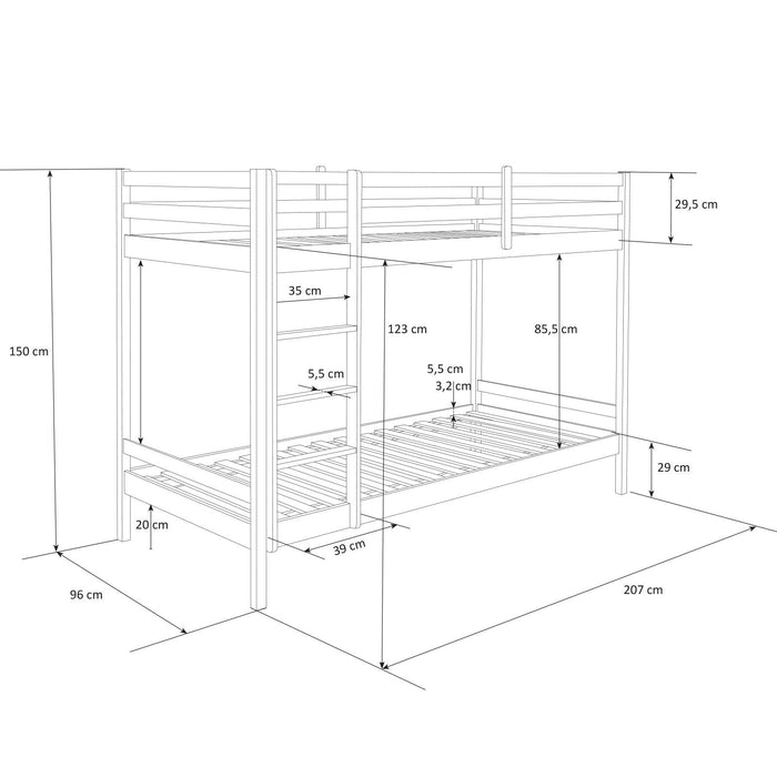 Etagenbett Doppelstockbett Hochbett Stockbett Kinderbett, 90x200 cm