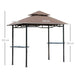 Grillpavillon Gartenzelt Grill Pavillon Balkonpavillon mit Ablagen Flammhemmendes Doppeldach Kaffeebraun, 245x148x252cm