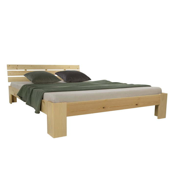 Doppelbett - natur, 180 x 200 cm - Massivholz Bettgestell Holzbett Futonbett  Bett