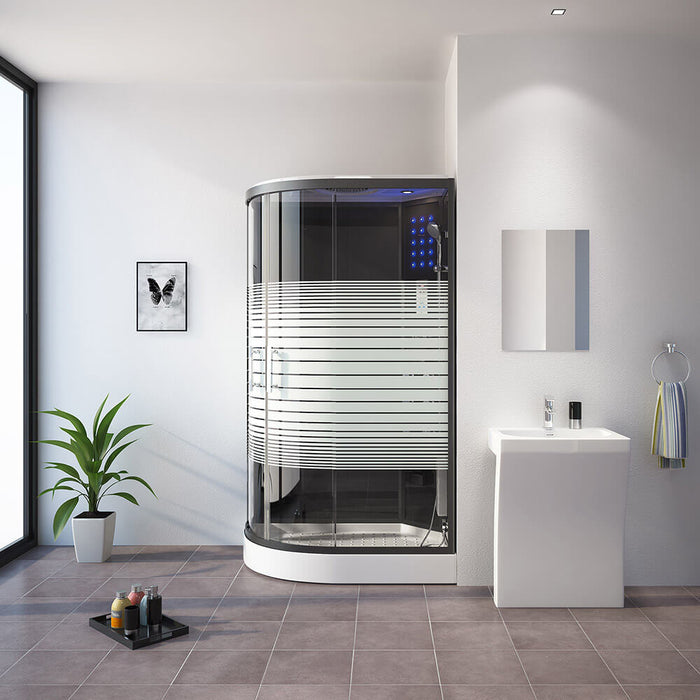 Douche à vapeur avec cascade sauna à vapeur manta noir xl, 120x80x220cm - à gauche