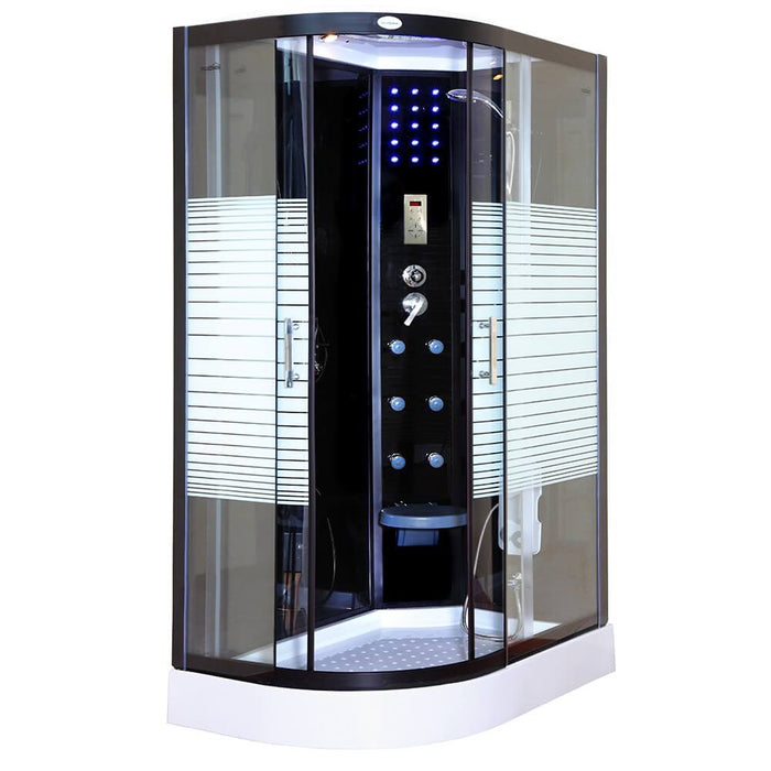 Douche à vapeur avec cascade sauna à vapeur manta noir xl, 120x80x220cm - à gauche