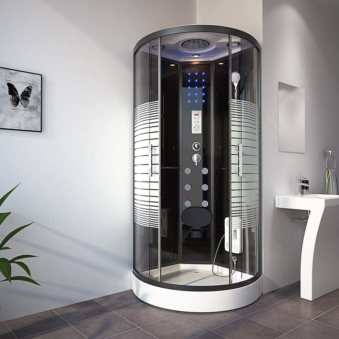 Douche à vapeur avec cascade Sauna à vapeur Manta Black L, 100x100x220cm