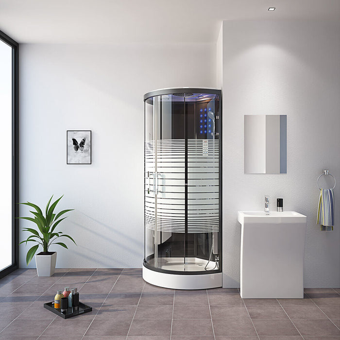 Douche à vapeur avec cascade Sauna à vapeur Manta Black L, 100x100x220cm