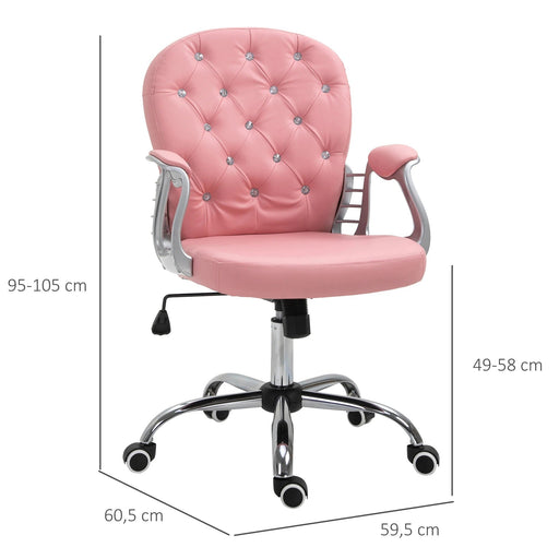 Ergonomischer Bürostuhl gepolsterte Rückenlehne Rosa, 59,5x60,5x95-105cm