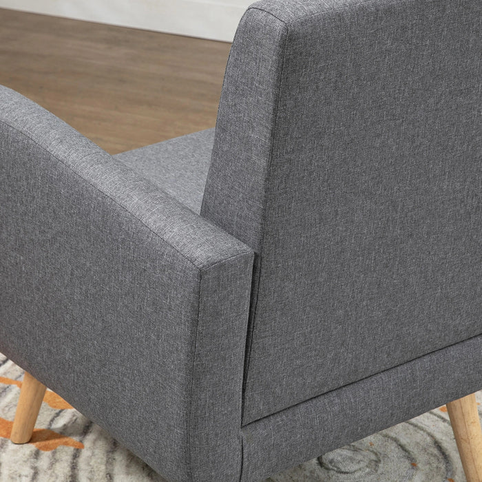 Fauteuil en conception de scandi, fauteuil accent, point bouton, nature + gris clair