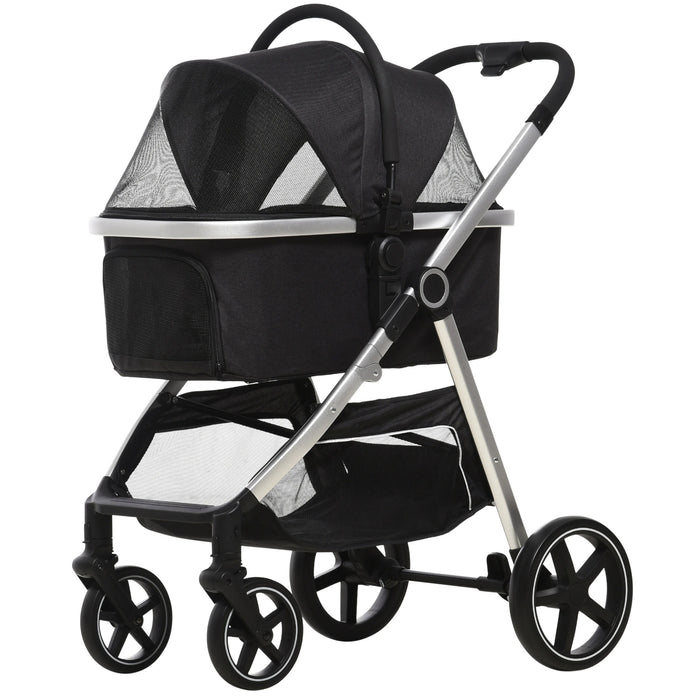 Chien buggy chien voiture de voiture pour animaux de compagnie pliable 2 en 1 noir, 83x58x102cm