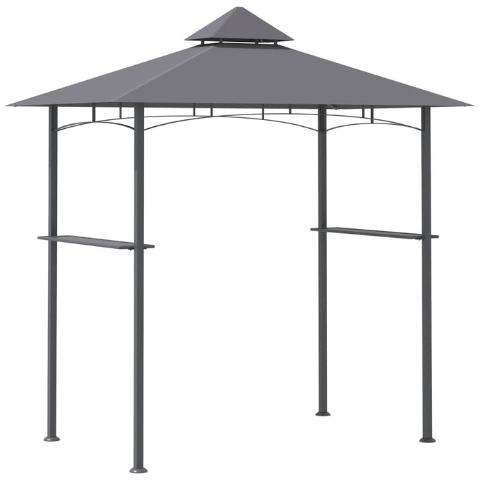 Grillpavillon Gartenzelt Grill Pavillon Balkonpavillon mit Ablagen Flammhemmendes Doppeldach Grau, 245x148x252cm