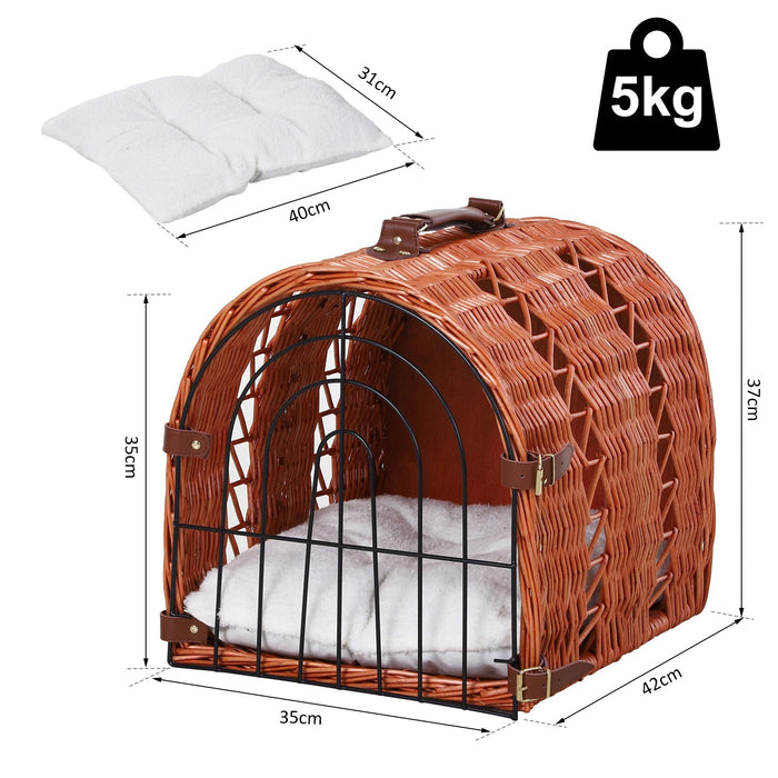 Sac de transport pour chat chien tressé du pâturage, avec des oreillers 42x35x37cm