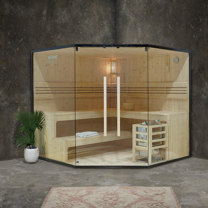 Sauna d'intérieur Arkham Big XL - 200 x 200 cm pour 6 personnes - Sauna traditionnel avec four 8kw