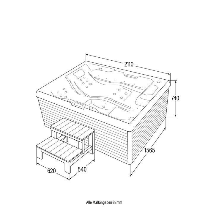 Star de la maison Whirlpool en plein air, 24 jets de massage LED, escaliers et couverture thermique, 3 personnes