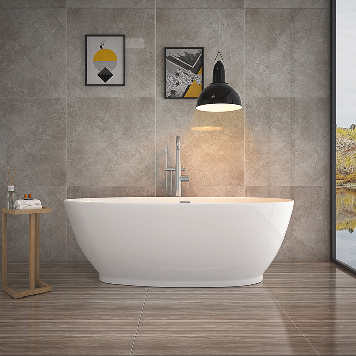 Badewanne freistehend LYDIA mit Chrom Armatur - 180x90x58cm