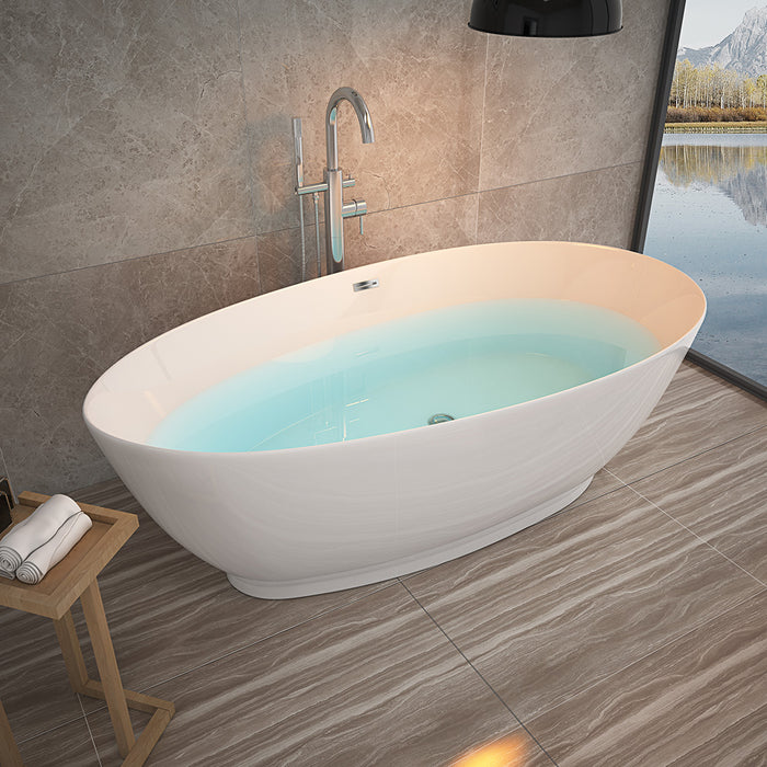 Badewanne freistehend LYDIA mit Chrom Armatur - 180x90x58cm