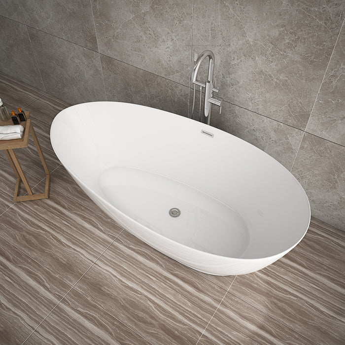 Badewanne freistehend LYDIA mit Chrom Armatur - 180x90x58cm