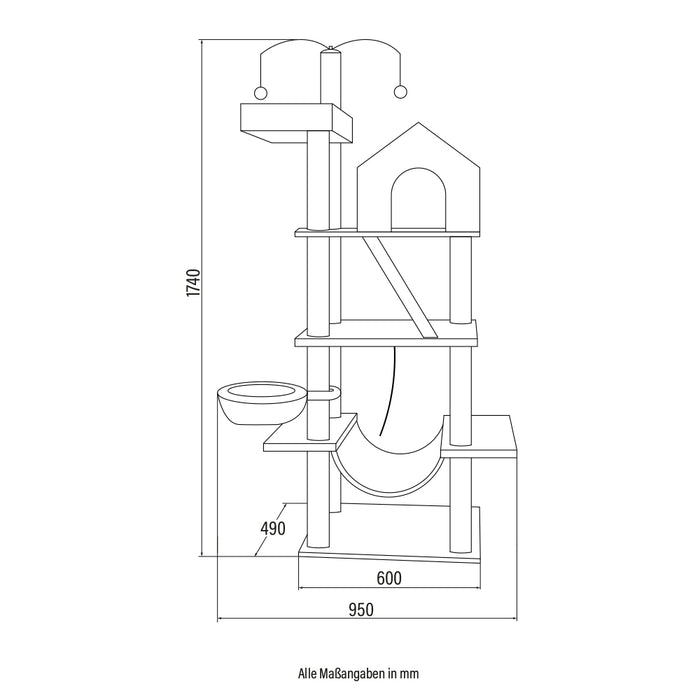 Kratzbaum Katzenbetten Katzenkratzgratkratzgratkratzgratkratzfar 174cm - beige