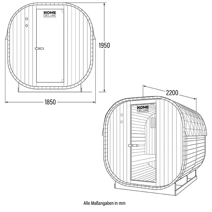 Sauna extérieur sauna sauna flanned xl - 184 x 220 cm pour 6 personnes - sauna avec four 8kw