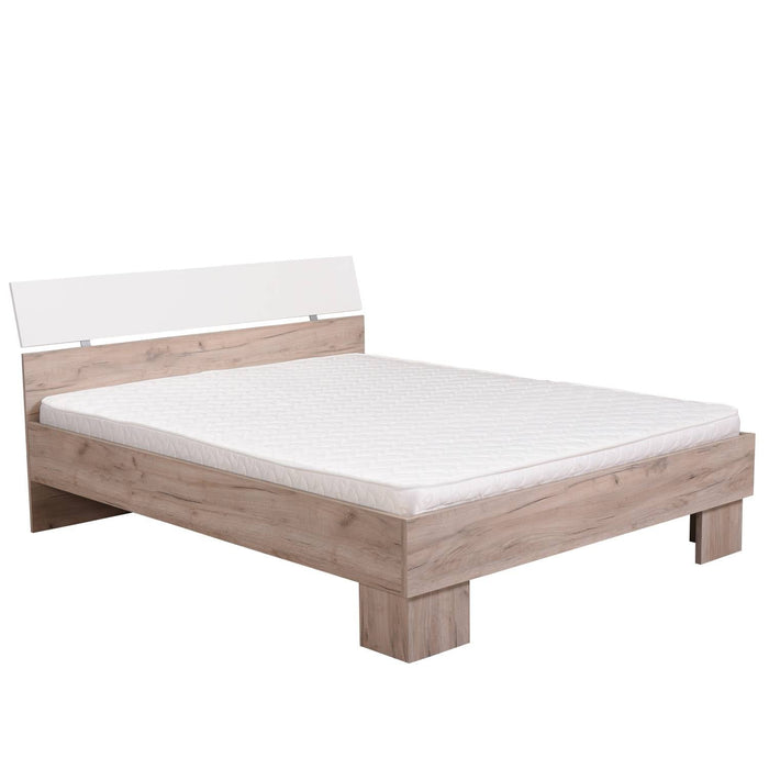 Doppelbett Bettgestell Ehebett Holzbett  Bett mit Lattenrost Gästebett Eiche - Grau, 160 x 200 cm