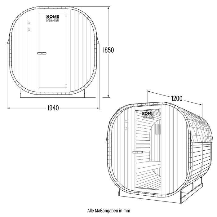 Sauna extérieur sauna sauna croisé M - 184 x 120 cm pour 2 personnes - sauna avec four de 3,6 kW