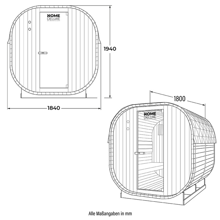 Sauna extérieur sauna sauna croisé L - 184 x 180 cm pour 4 personnes - sauna avec four 6 kW