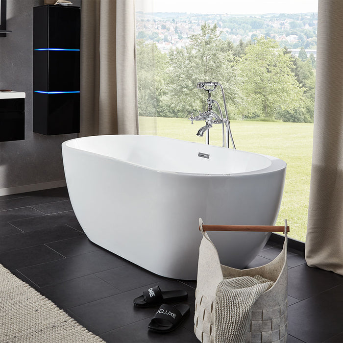 Badewanne freistehend schwarz MAMOTO WHITE ohne Armatur - 170x80x58cm