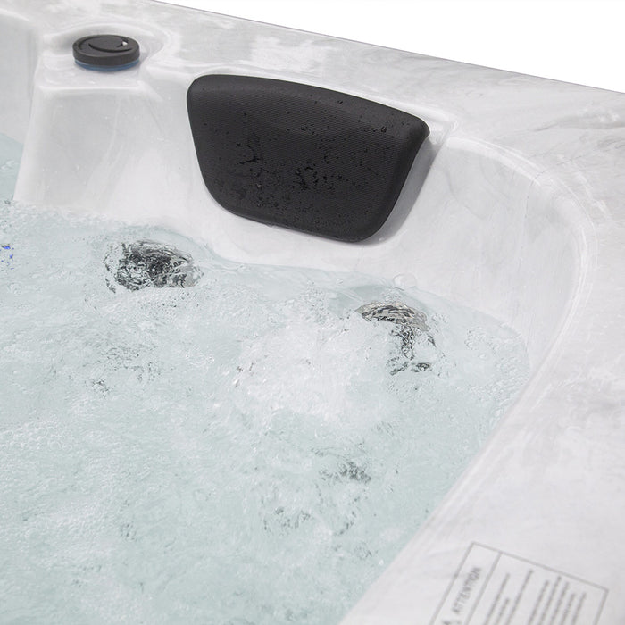 Whirlpool White Pearl extérieur, 27 jets de massage, éclairage, escaliers et couverture thermique, 3 personnes