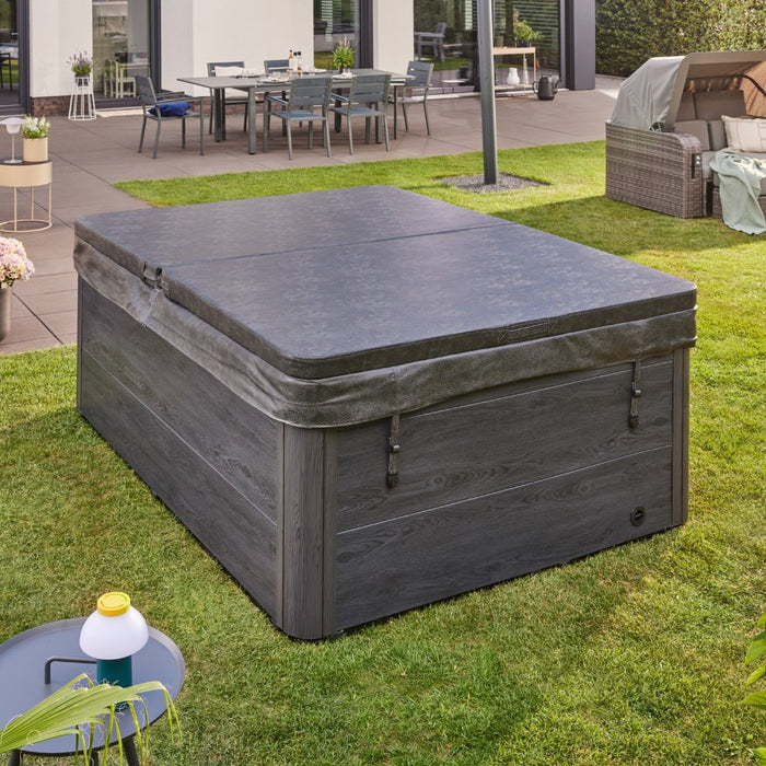 Whirlpool Black Pearl en plein air, 27 jets de massage, éclairage, escaliers et couverture thermique, 3 personnes